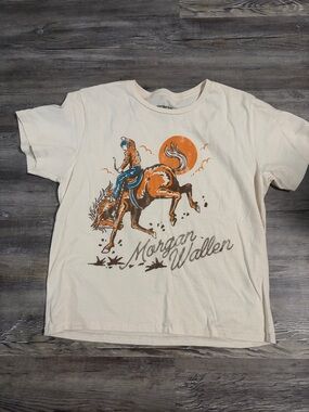 Morgan Wallen Concert Graphic Tee - Cream with Orange & Blue Rodeo Print